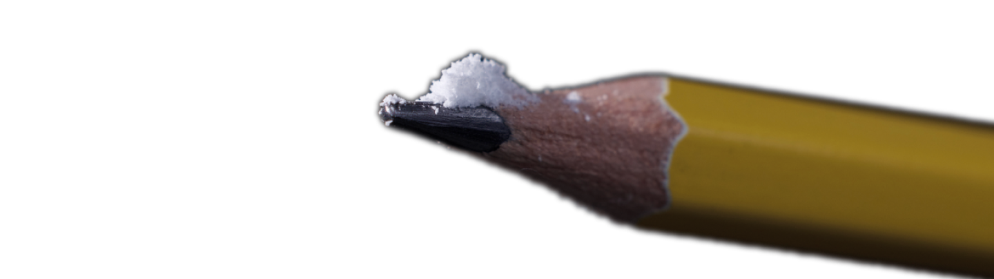 A pencil tip with a small amount of white powder on it.